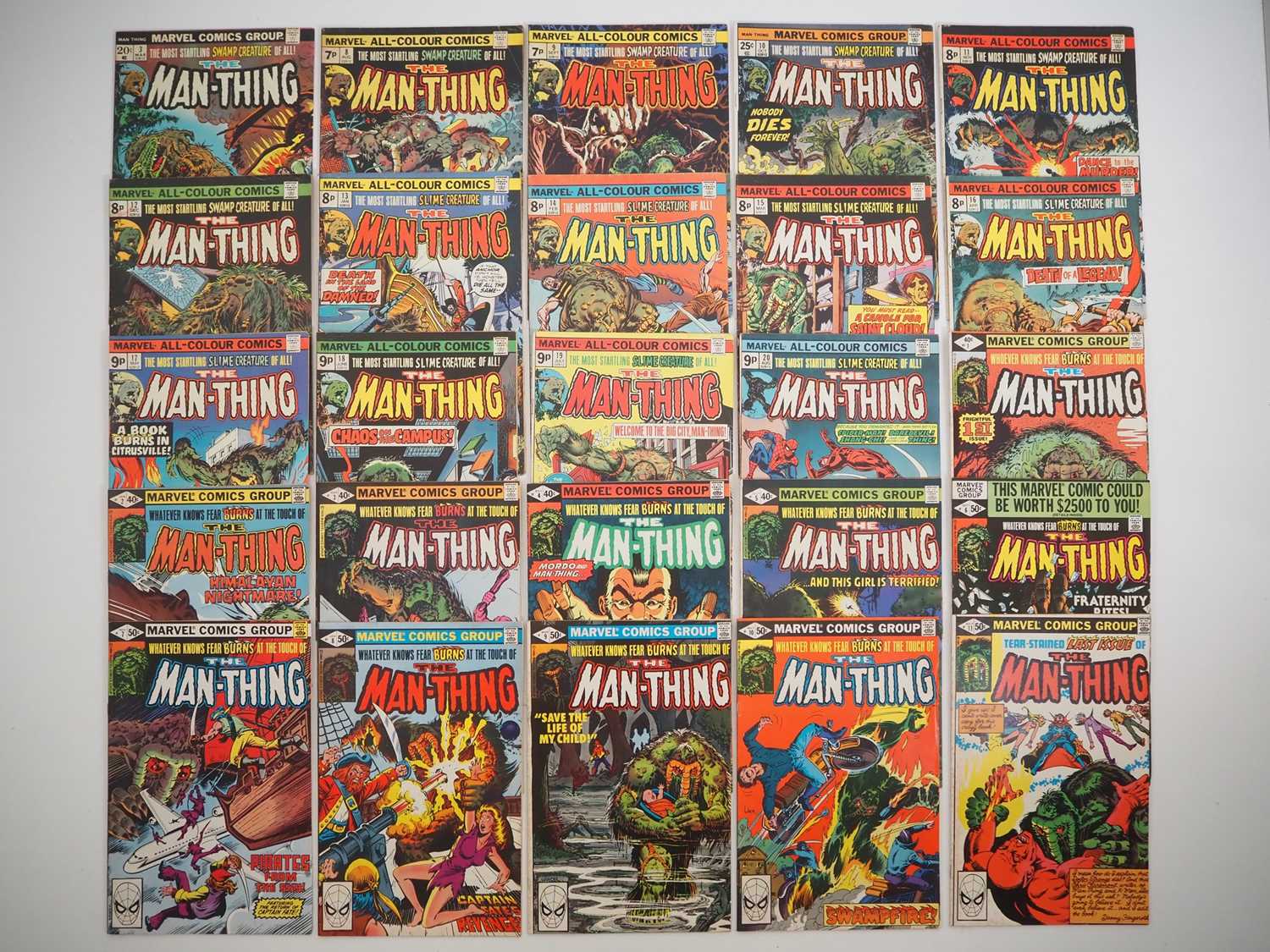 MAN-THING LOT (25 in Lot) - Includes MAN-THING #3, 8-20 (1974/1975) + MAN-THING VOL. 2 #1 to 11 (