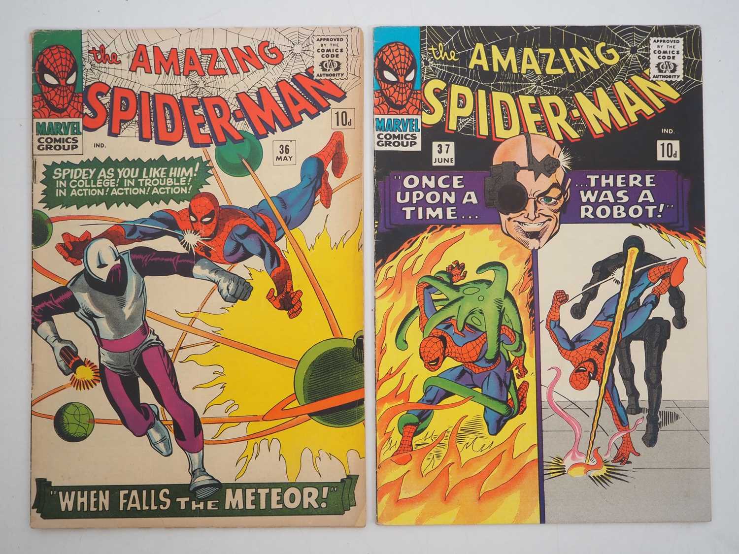 AMAZING SPIDER-MAN #36 & 37 (2 in Lot) - (1966 - MARVEL - UK Price Variant) - Includes the first