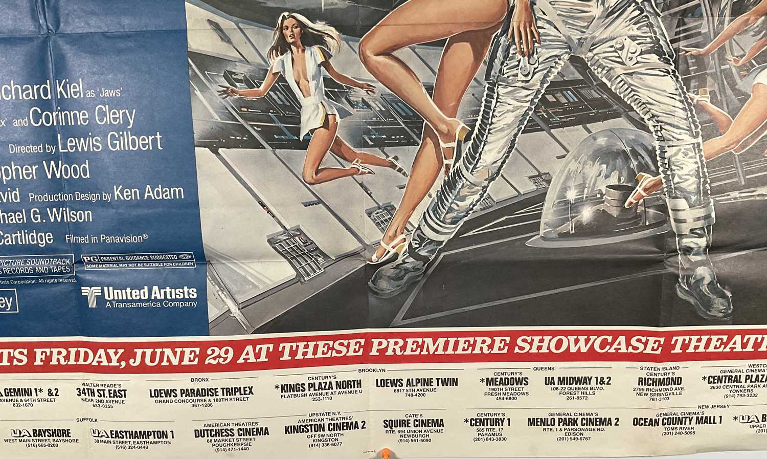MOONRAKER (1979) US Subway Movie poster, Roger Moore as James Bond, Dan Goozee artwork, 49" x 59 1/ - Image 5 of 11