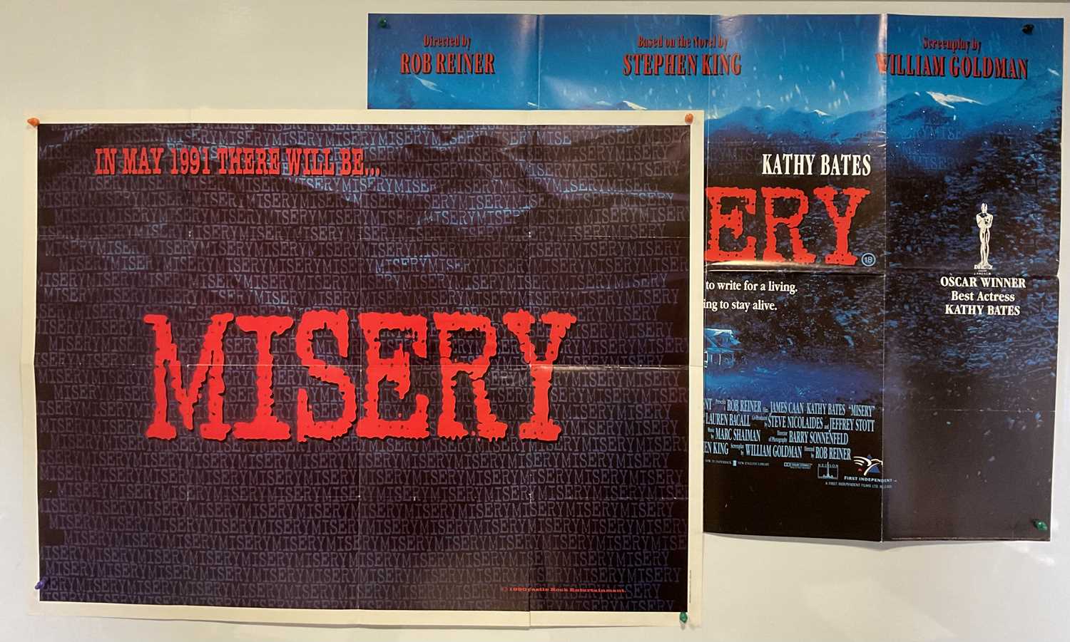 MISERY (1990) A UK Quad teaser film poster and standard UK Quad poster for the classic horror