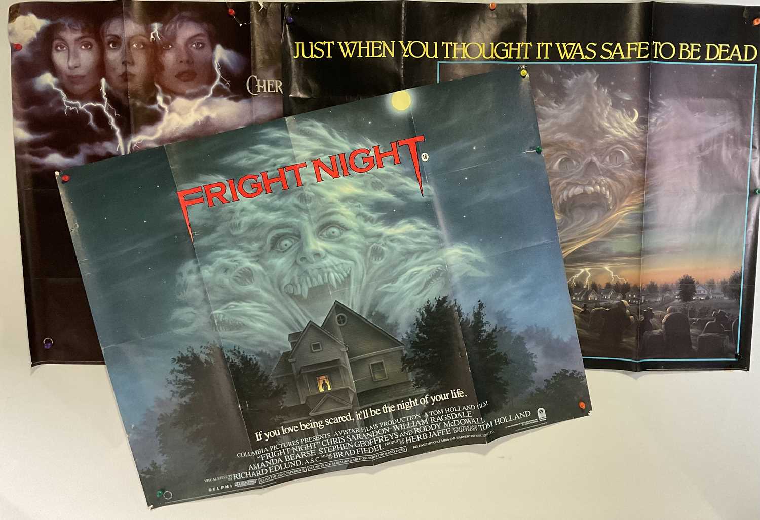 A trio of 1980s Horror UK Quad film posters to include FRIGHT NIGHT (1985) and RETURN OF THE