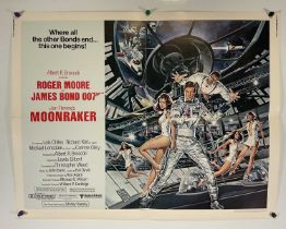 MOONRAKER (1979) US half sheet movie poster, Roger Moore as James Bond, Dan Goozee artwork, folded.