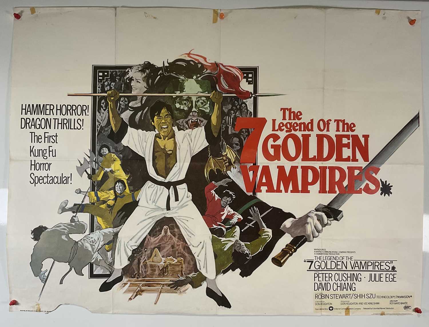 LEGEND OF THE 7 GOLDEN VAMPIRES (1974) UK Quad film poster, Hammer Horror starring Peter Cushing,