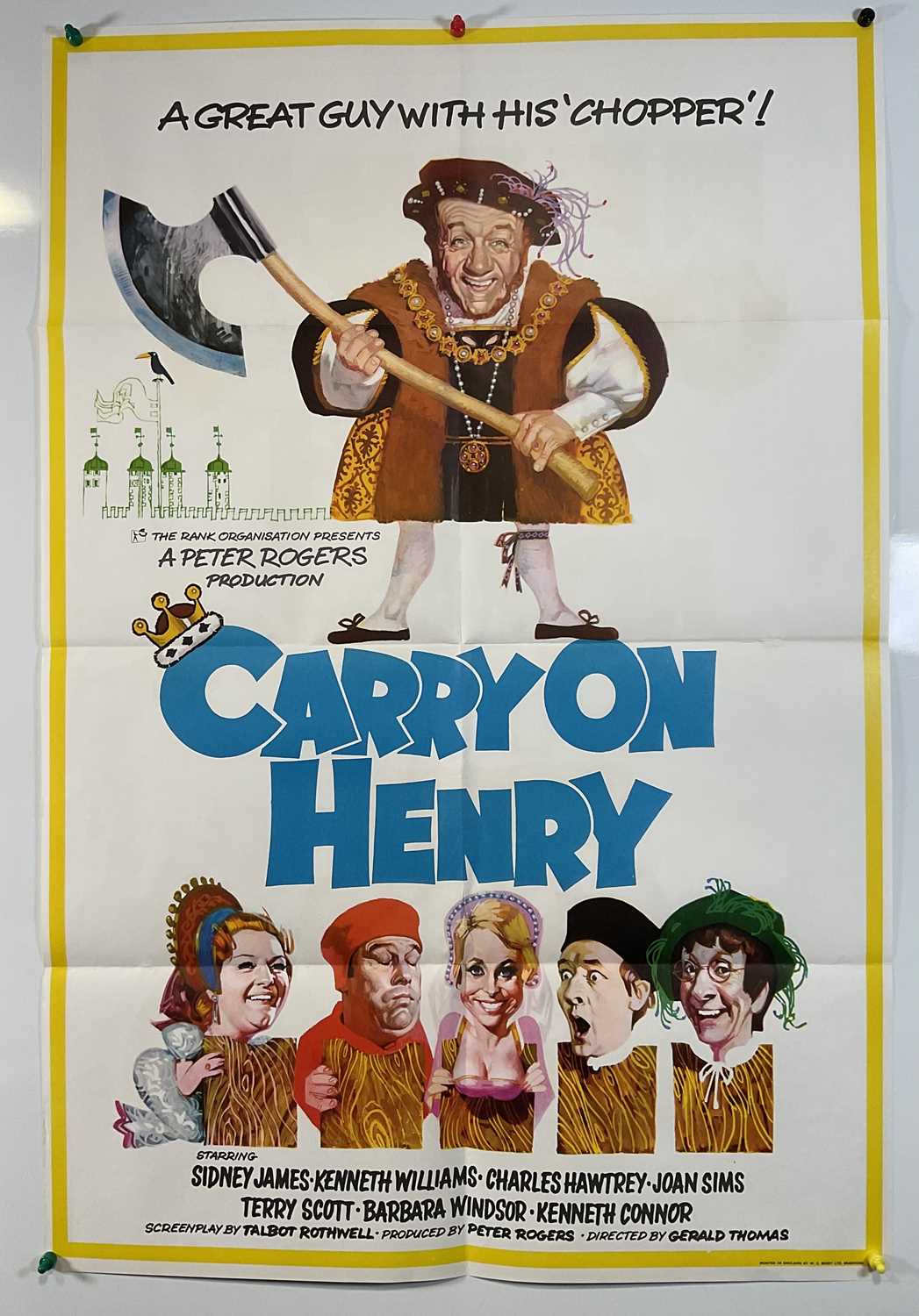 CARRY ON HENRY (1971) UK one sheet movie poster, artwork by Arnaldo Putzu, folded.