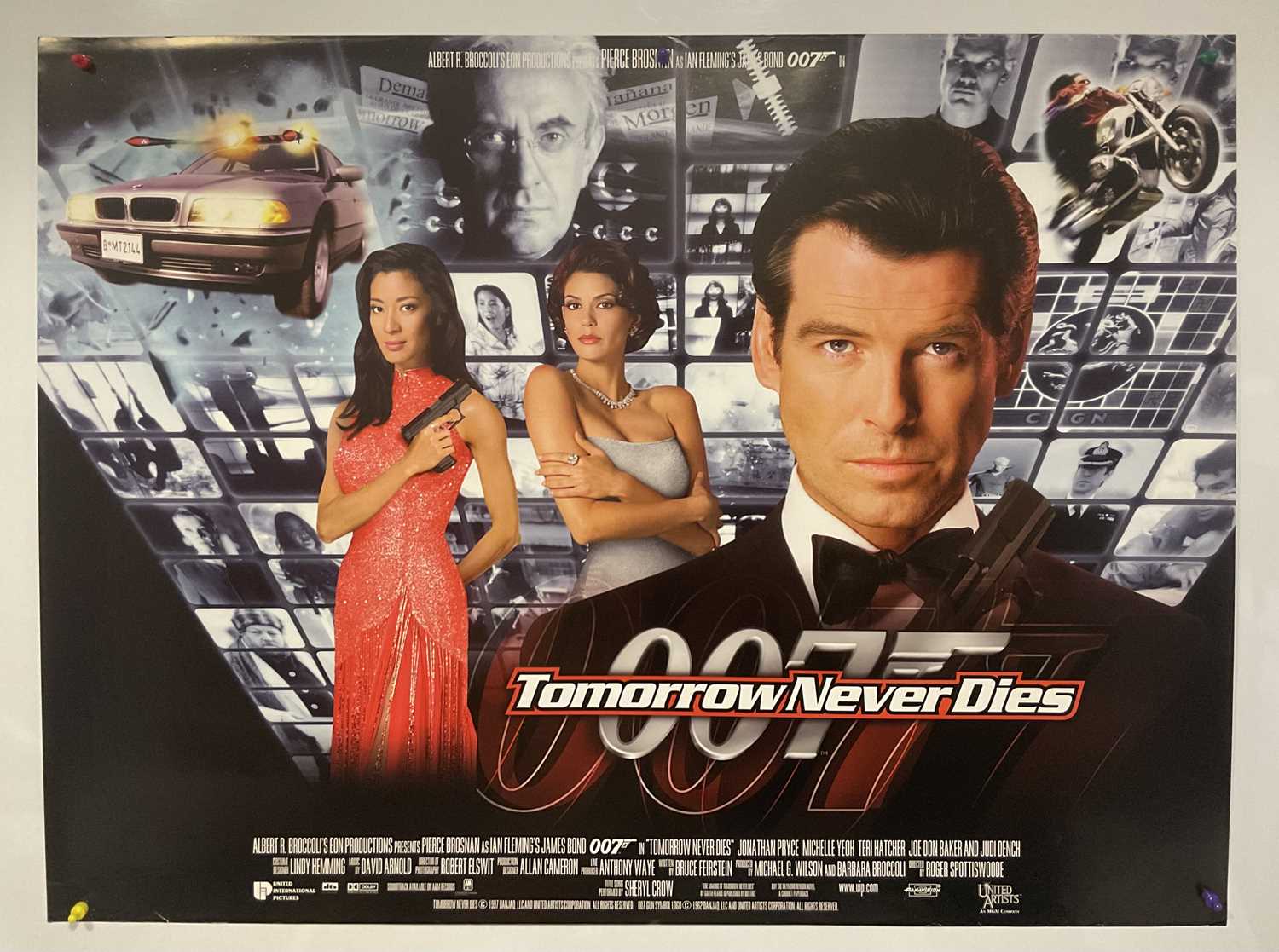 TOMORROW NEVER DIES (1997) set of 4 advance and regular UK quads and one sheets, one sheet has - Image 4 of 5
