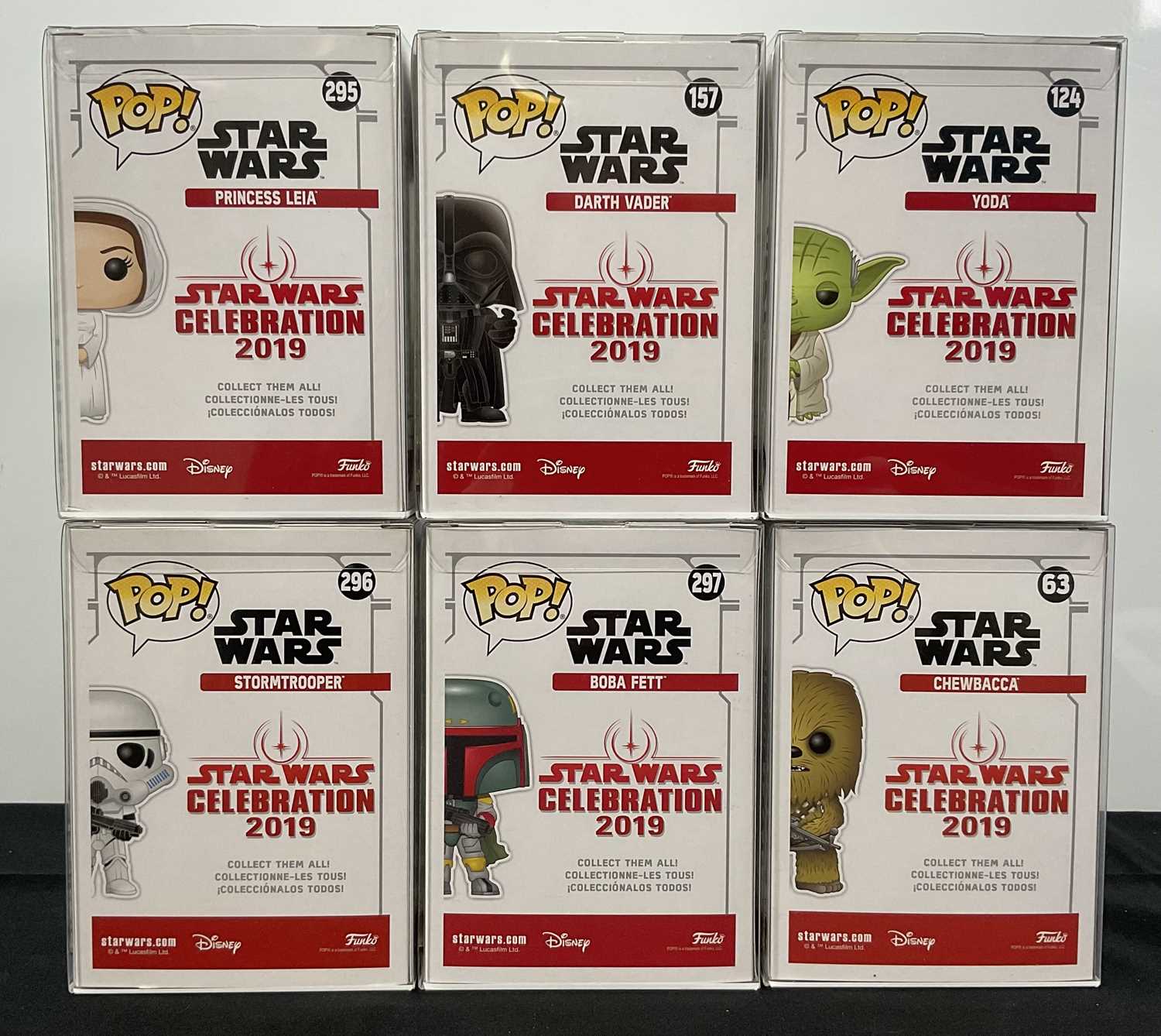 STAR WARS - A set of 6, 2019 Star Wars Celebration Gold Chrome Funko Pops - The Set includes - Image 2 of 2