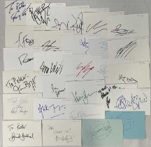 A collection of male comedy actors and comedians autographs on card to include EUGENE LEVY, CHRIS