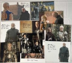 A group of ten GAME OF THRONES promotional stills signed by Ian McElhinney who played the