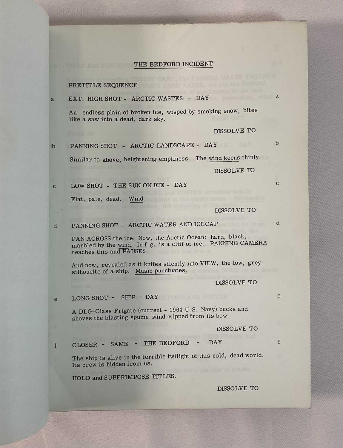 A signed script and call sheet for the film THE BEDFORD INCIDENT (1965) from the estate of COLIN - Image 3 of 5