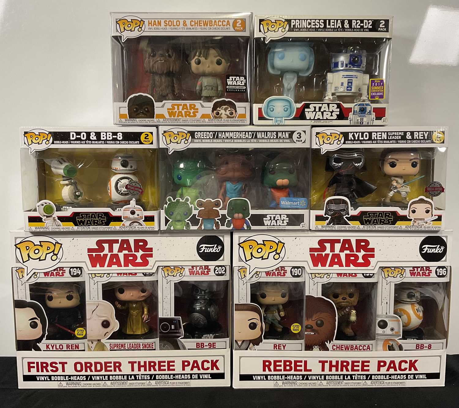 STAR WARS - A group of Star Wars Funko Pop multi packs comprising of Princess Leia & R2-D2, 2