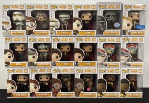 STAR WARS - A group of Star Wars Funko Pops comprising of: Han Solo #238 orange box x 2 Chewbacca #