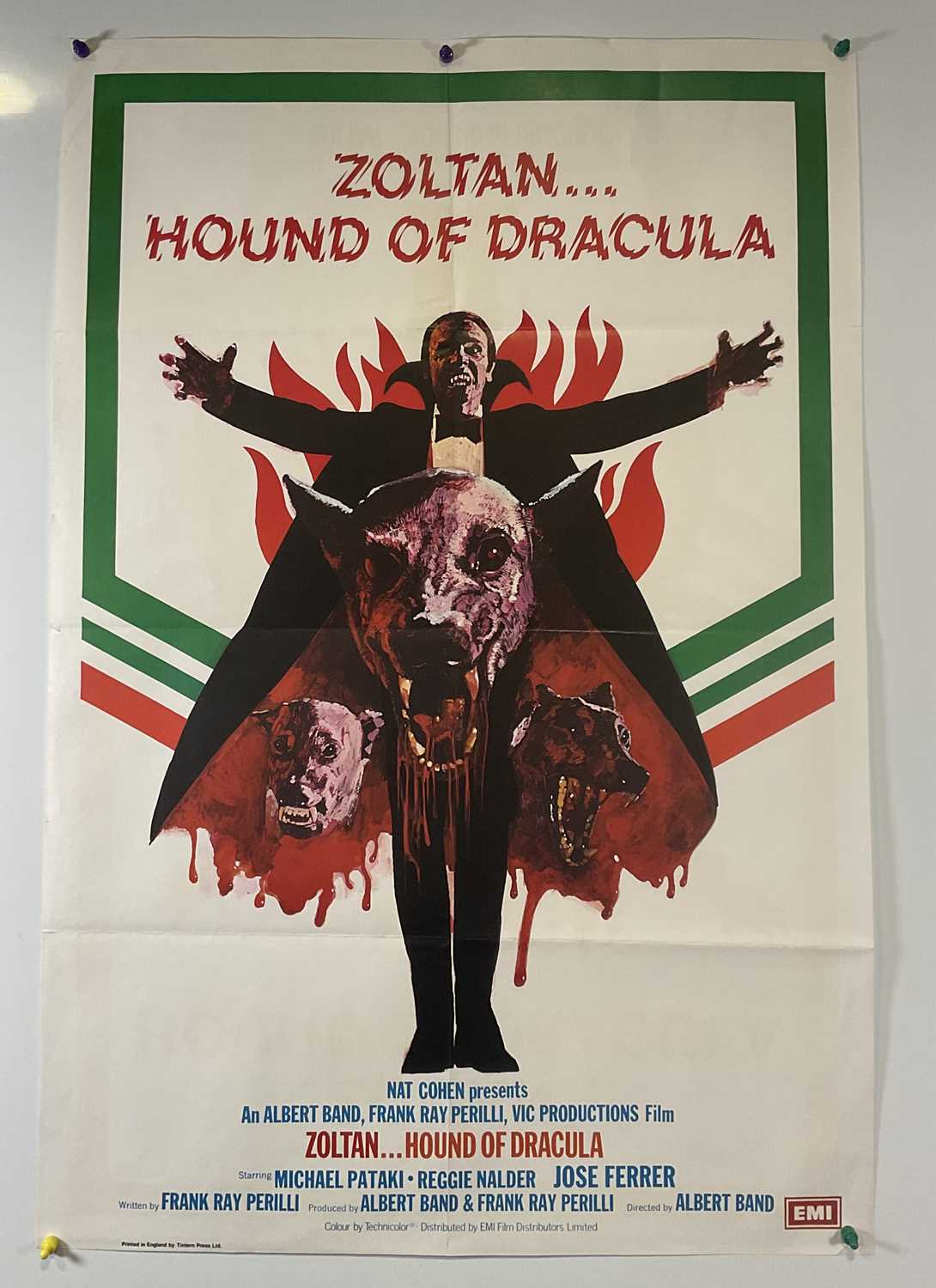 ZOLTAN HOUND OF DRACULA (1977) British one sheet, Vampire horror, folded