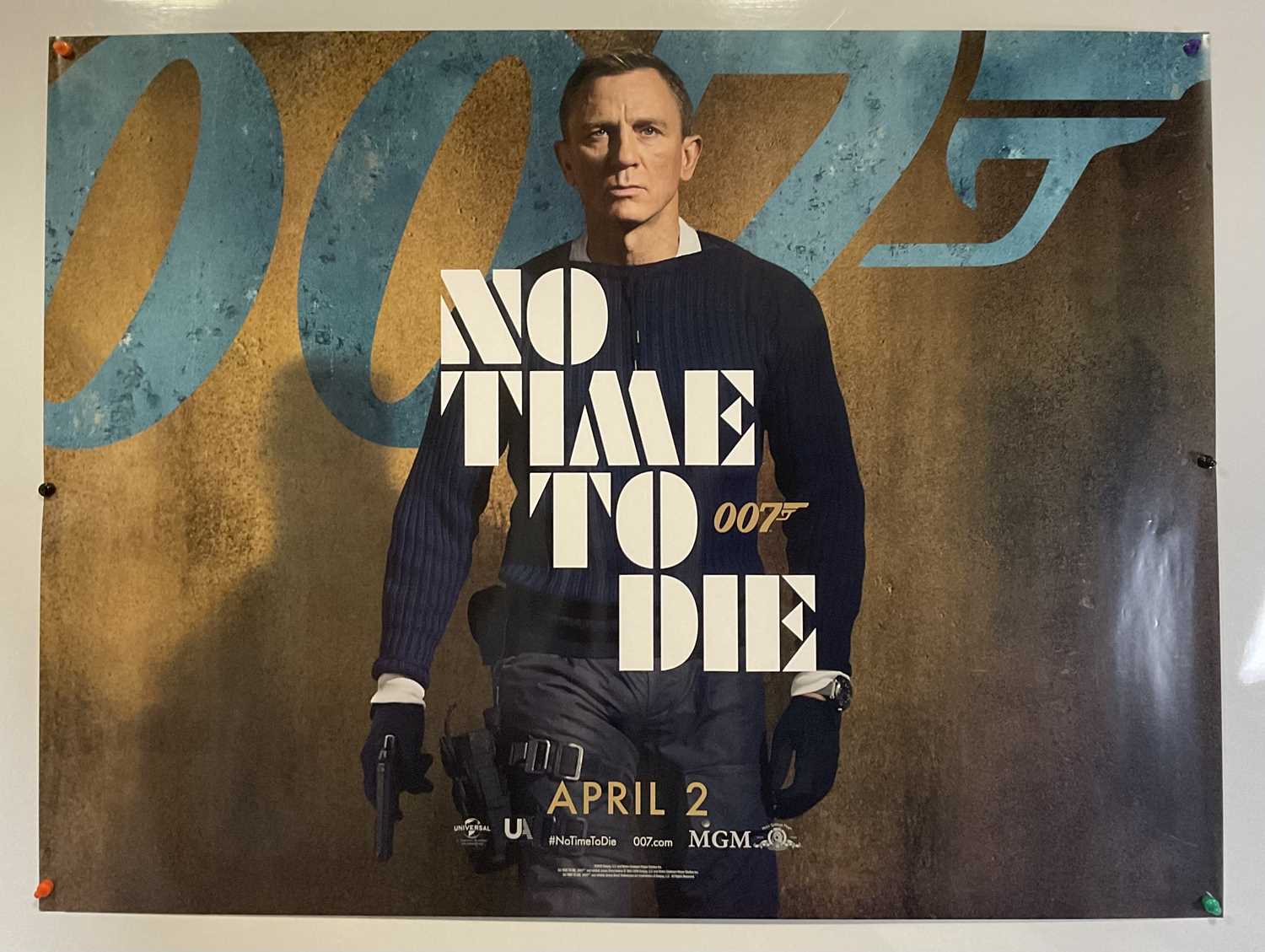 NO TIME TO DIE (2021) UK quad double-sided April release teaser poster for the 25th James Bond