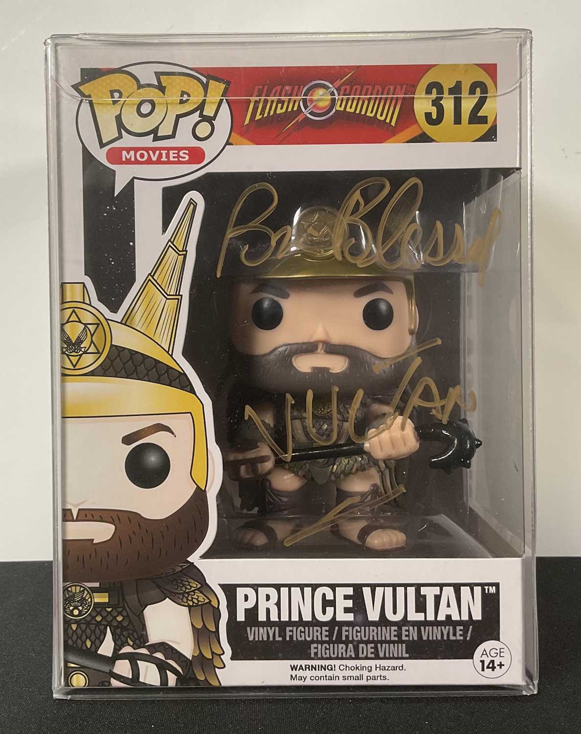 FUNKO POP - Flash Gordon Prince Vulcan funko pop signed by Brian Blessed with character name.