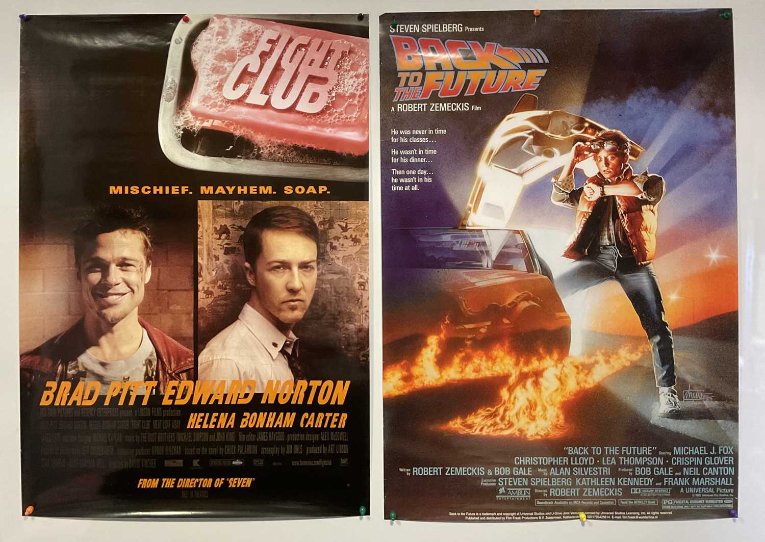 A pair of commercial one sheet film posters for FIGHT CLUB (1999) - David Fincher and BACK TO THE