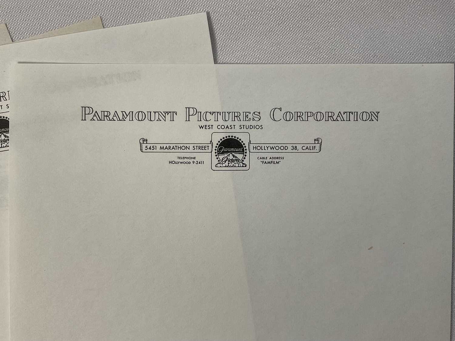A collection of Cecil B. DeMille and Paramount Pictures ephemera including letterheaded paper from - Image 7 of 15