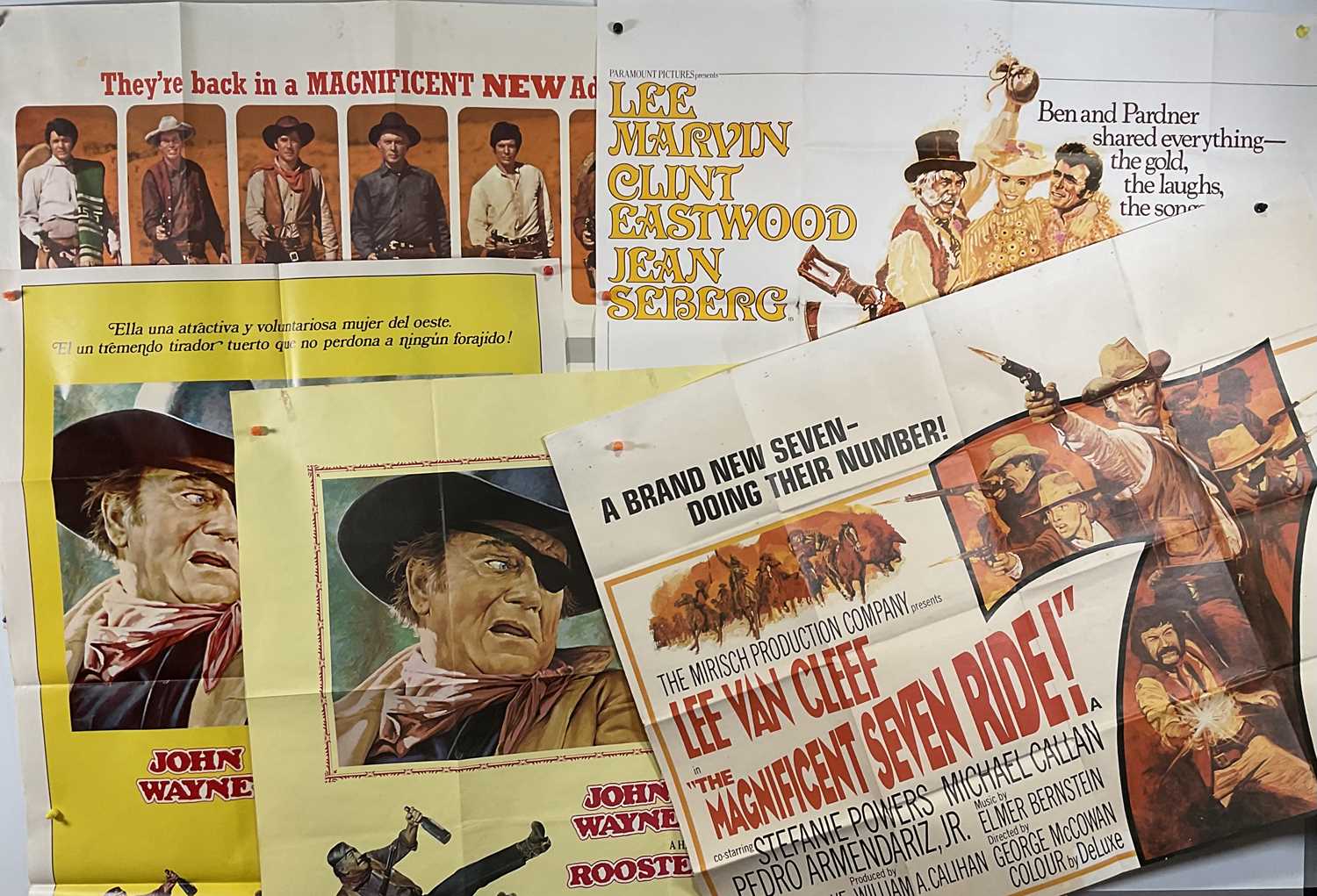 A group of Western movie posters comprising RETURN OF THE SEVEN (1966) UK Quad, rolled, THE