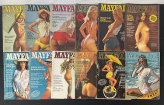 Top Shelf Collectibles. - A group of vintage MAYFAIR adult men's lifestyle magazines ranging from