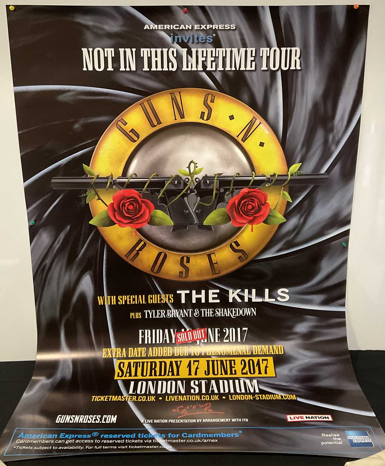 A bus stop poster for the GUNS N ROSES - Not In This Lifetime Tour 2017, London shows, 60" x 40",