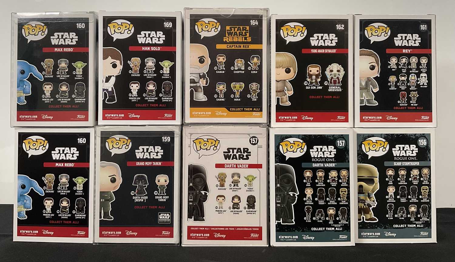 STAR WARS - A group of Star Wars Funko Pops to include: Scarif Stormtrooper #156 black box Darth - Image 2 of 2