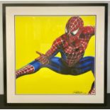 COMIC BOOK ART - An artist proof print of Spider-Man on canvas by Paul Mellia signed with limited