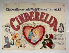 WALT DISNEY - CINDERELLA (1950) 1960s re-release with John Stockle wedding style artwork, folded