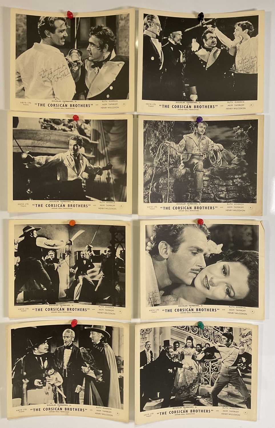 A set of 8 original UK Front of House cards for the movie THE CORSICAN BROTHERS (1941) 6 of which - Image 2 of 6