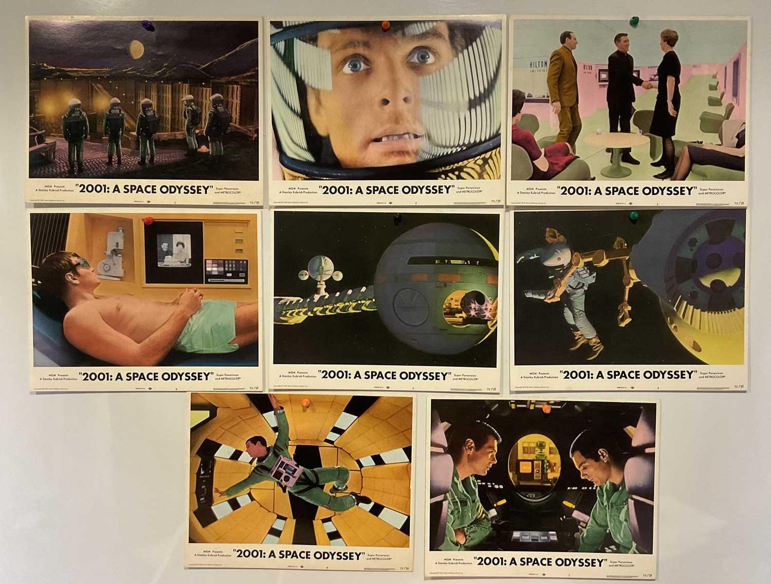 A set of 8 lobby cards for the 1972 re-release of 2001: A SPACE ODYSSEY (1968). (8)