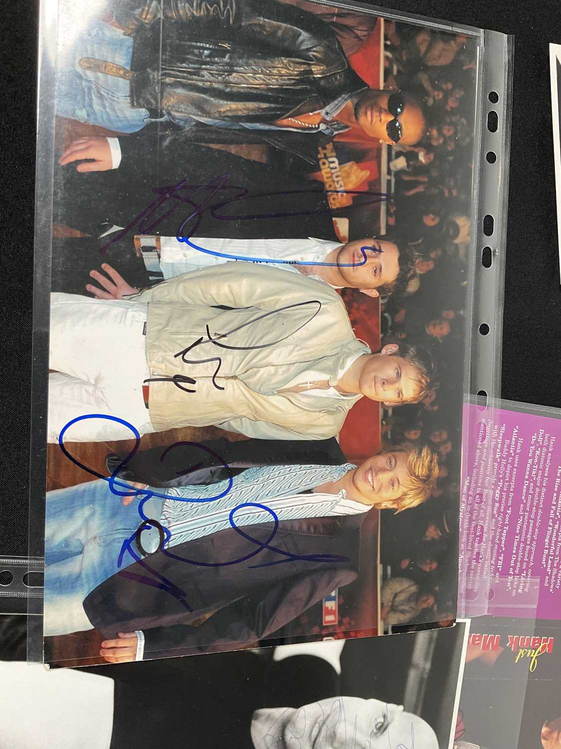 A group of male musician autographs on photographs and mixed media to include BLUE - DUNCAN JAMES, - Image 2 of 3