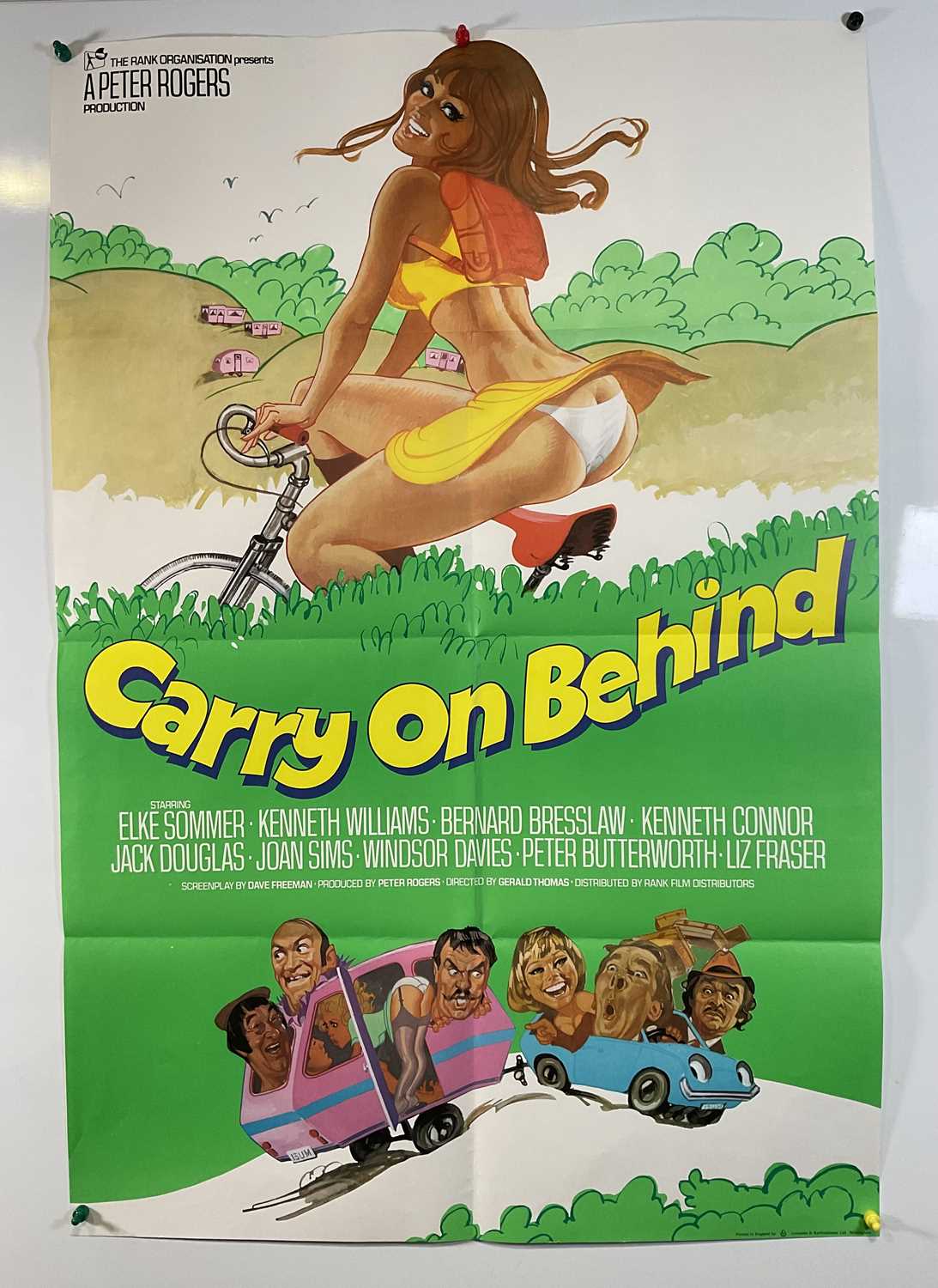CARRY ON BEHIND (1975) UK one sheet movie poster, Arnaldo Putzu artwork, folded.