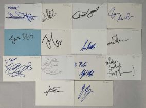 A group of autograph cards signed by actors who have appeared in Marvel movies comprising of PAUL