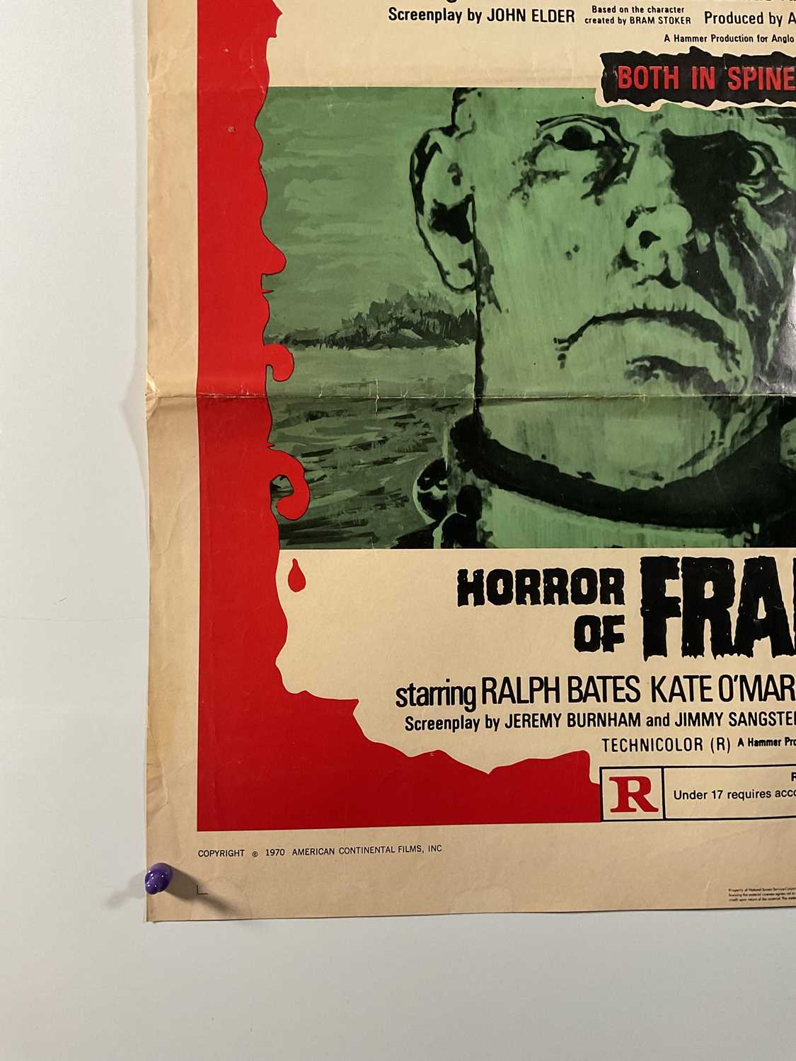 SCARS OF DRACULA / HORROR OF FRANKENSTEIN (1971) Double-Bill US one sheet movie poster, Hammer - Image 3 of 7