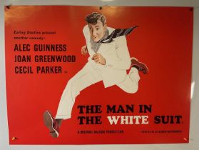 THE MAN IN THE WHITE SUIT (1951) UK Quad film poster, 1980s re-release, artwork by A. R. Thomson /