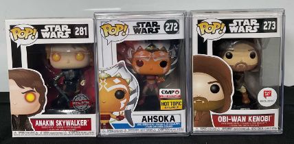 STAR WARS - A group of vaulted and exclusive Star Wars Funko Pops comprising of Ashoka #272 EMP