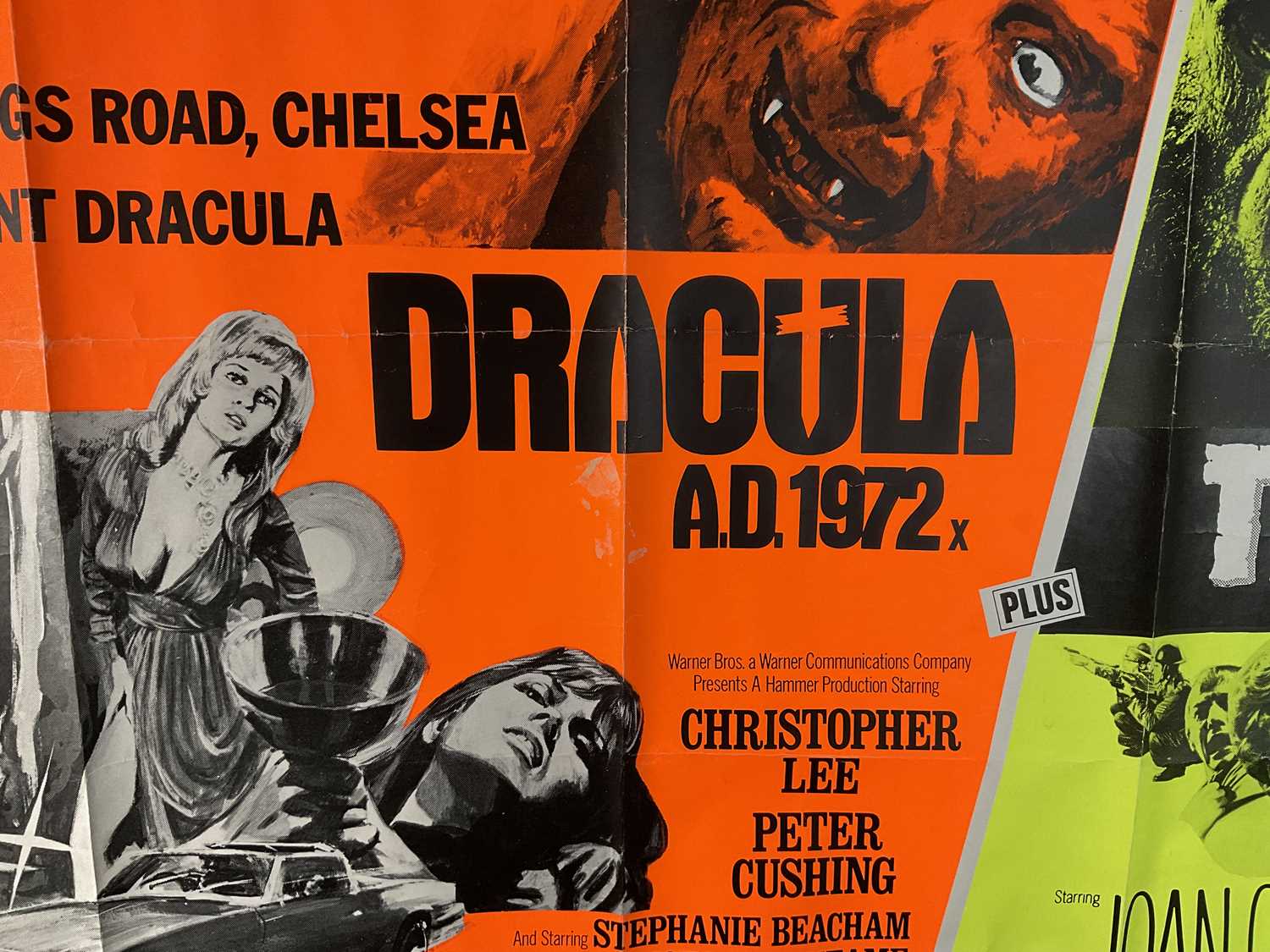 DRACULA A.D. 1972 / TROG (1972) Double-Bill UK Quad film poster, Tom Chantrell artwork classic - Image 6 of 8