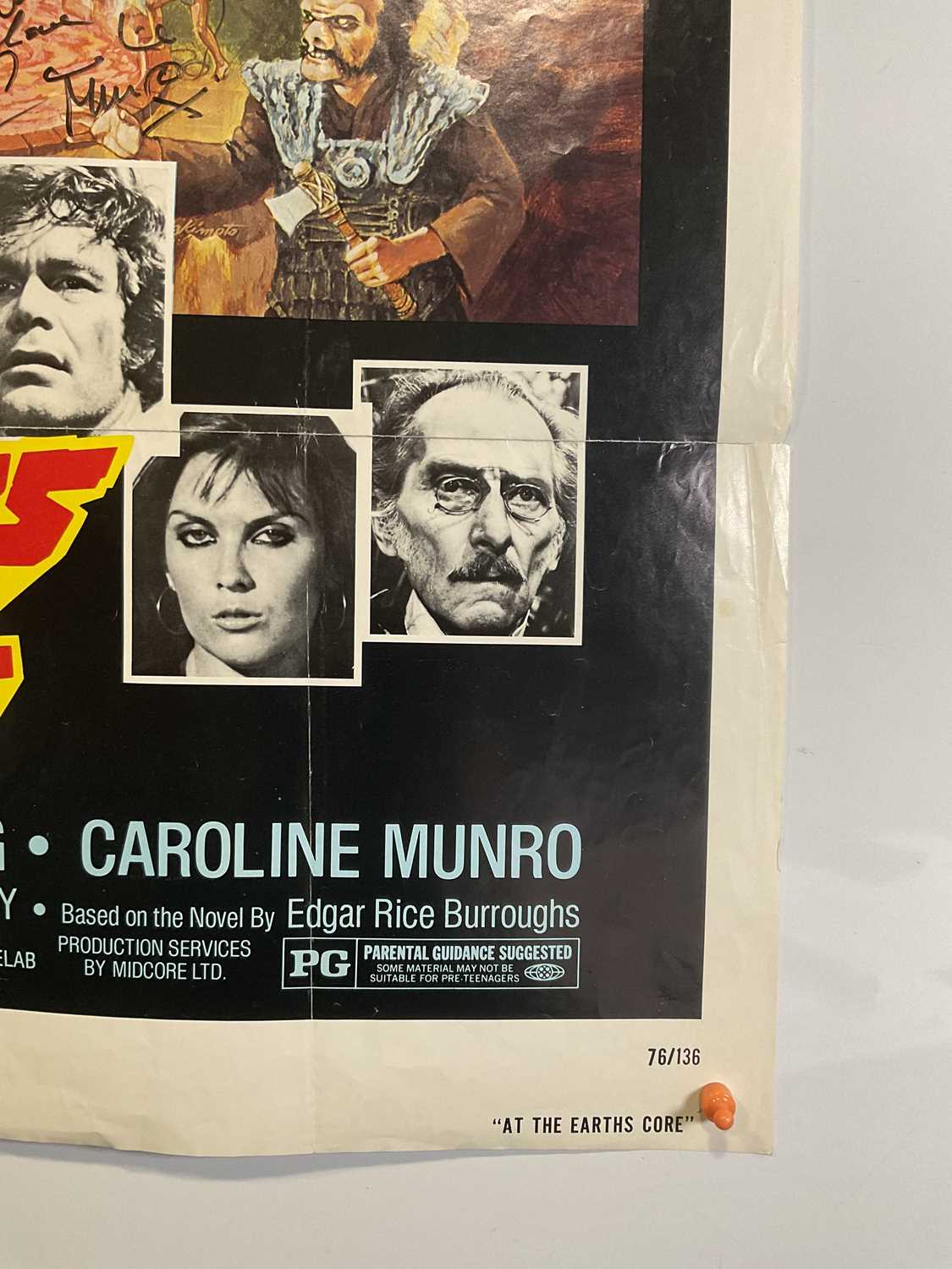 AT THE EARTHS CORE (1976) US one sheet film poster, signed by actress Caroline Munro, artwork by - Image 3 of 7