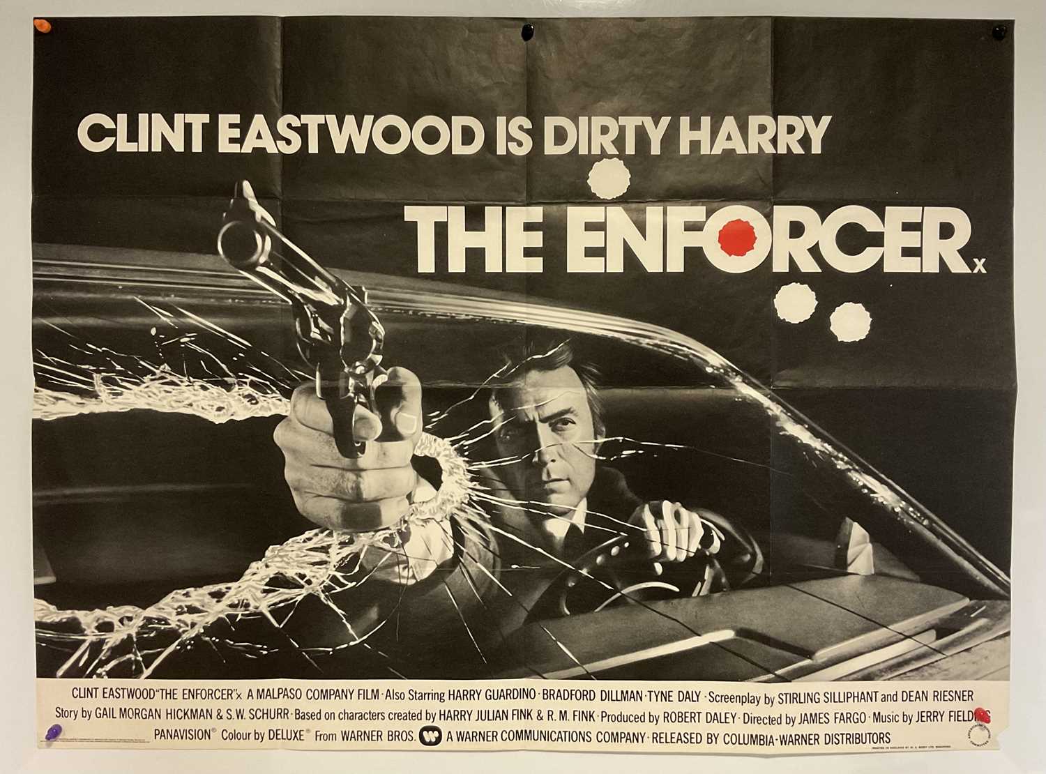 THE ENFORCER (1976) UK Quad film poster, starring Clint Eastwood, white text style artwork by Bill