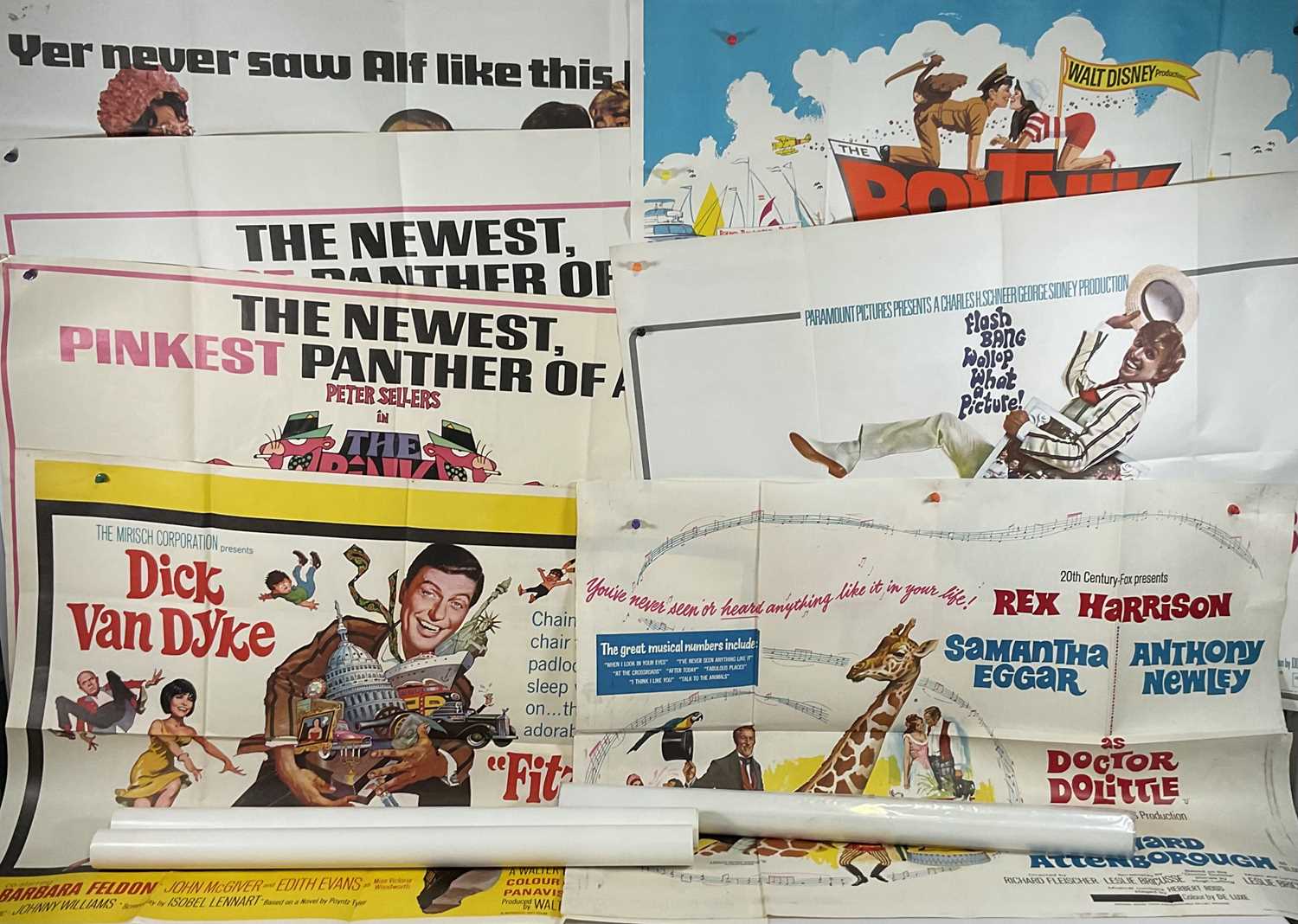 A group of comedy / family folded and rolled UK quad film posters comprising of DOCTOR DOLITTLE (