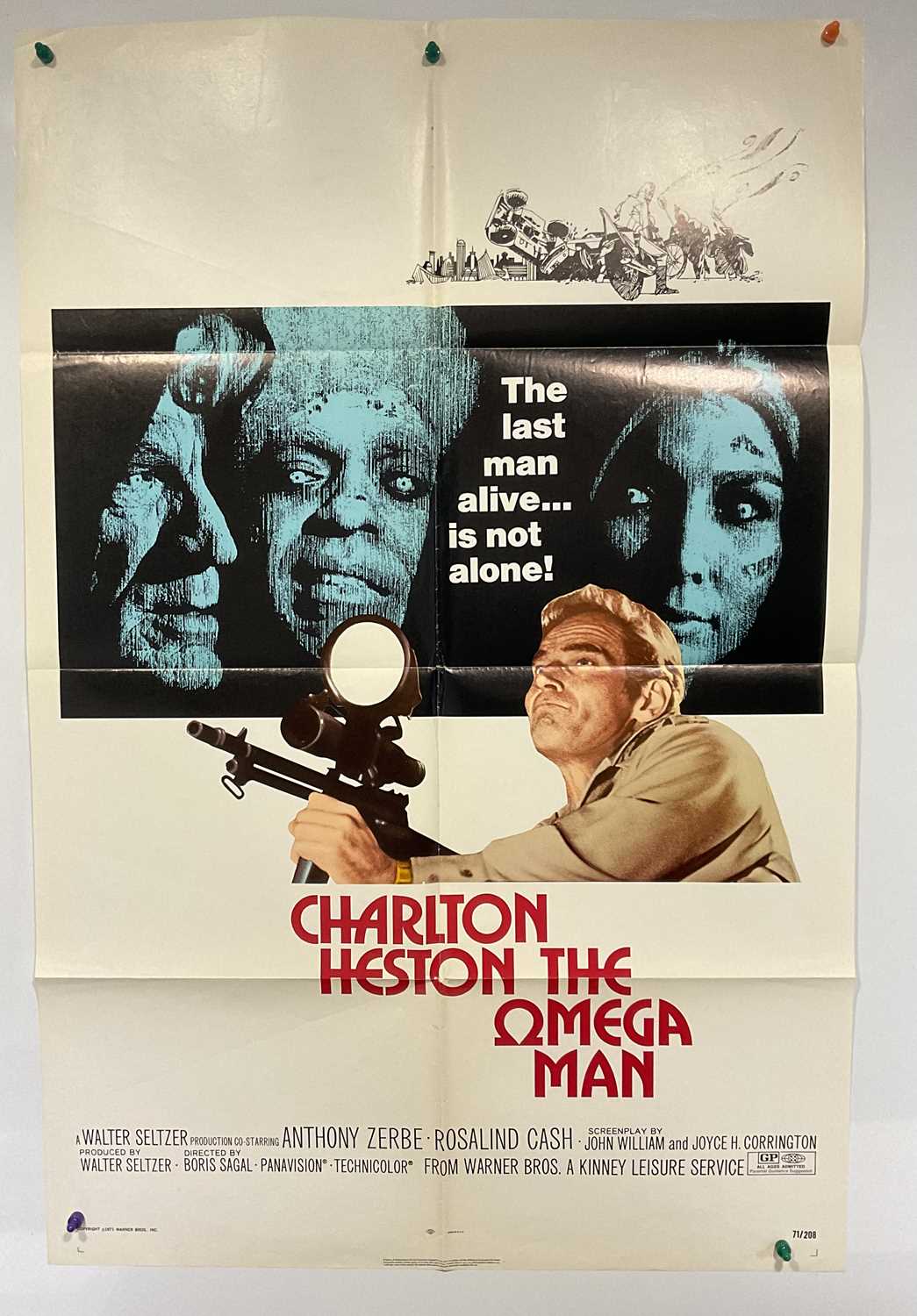 THE OMEGA MAN (1971) A US one sheet and UK Quad film poster for the Charlton Heston Horror - Image 2 of 11