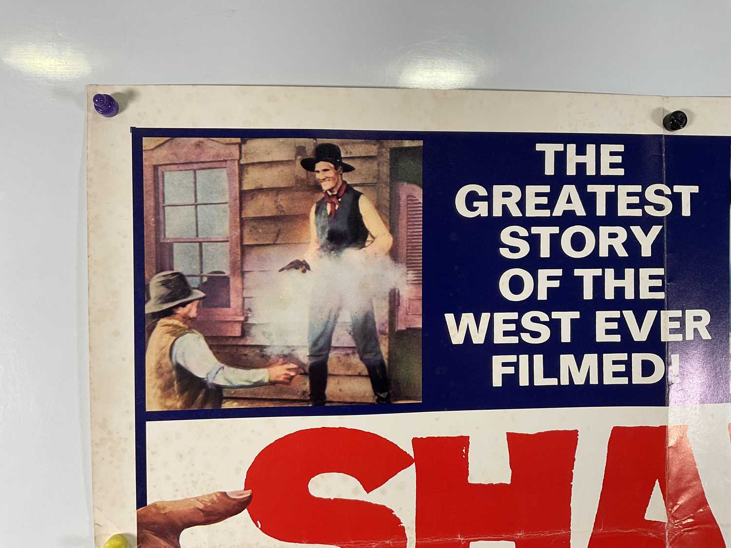 SHANE (1953) US half sheet movie poster, 1966 re- release (rolled, previously folded) - Image 3 of 6