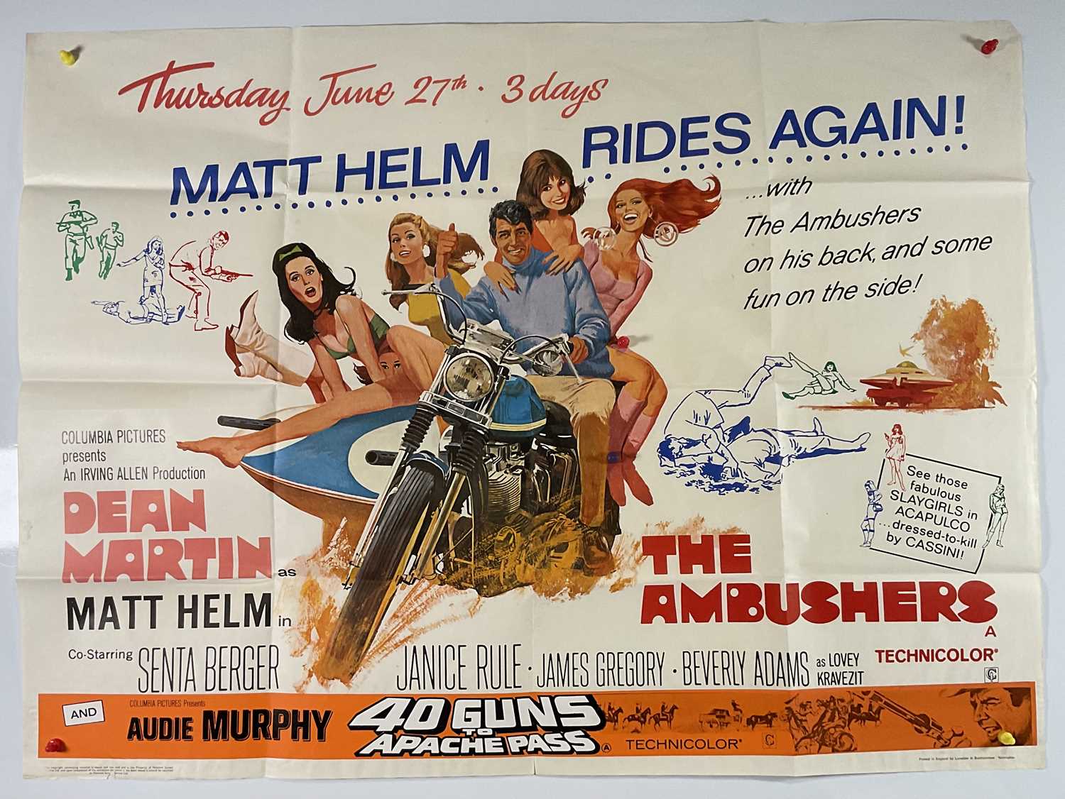 A pair of film posters comprising MURDERERS' ROW (1966) UK Quad, folded then rolled, together with - Image 2 of 6