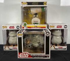 STAR WARS - A group of oversize Star Wars Funko Pops to include Porg #198 Exclusive, white box x 2