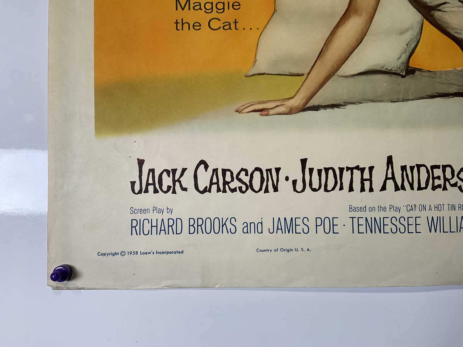 CAT ON A HOT TIN ROOF (1958) US half sheet film poster for the Elizabeth Taylor Drama, artwork by - Image 5 of 6