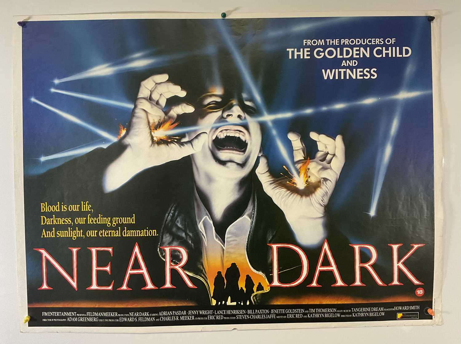 NEAR DARK (1987) UK Quad film poster, Kathryn Bigelow vampire horror, rolled