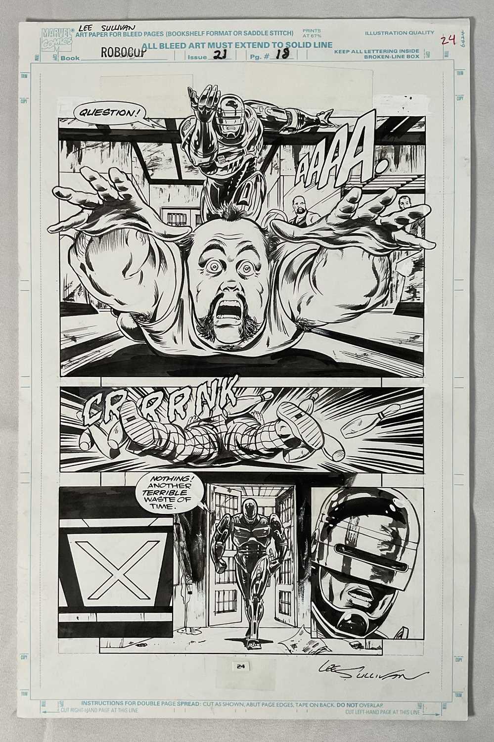 Original Comic Book Artwork by LEE SULLIVAN from ROBOCOP #21 (1991, Marvel Comics) page 18, graphite
