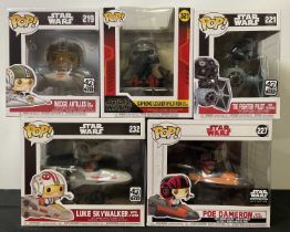 STAR WARS - A group of Star Wars Funko Pops to include Wedge Antilles with Snow Speeder #219 black