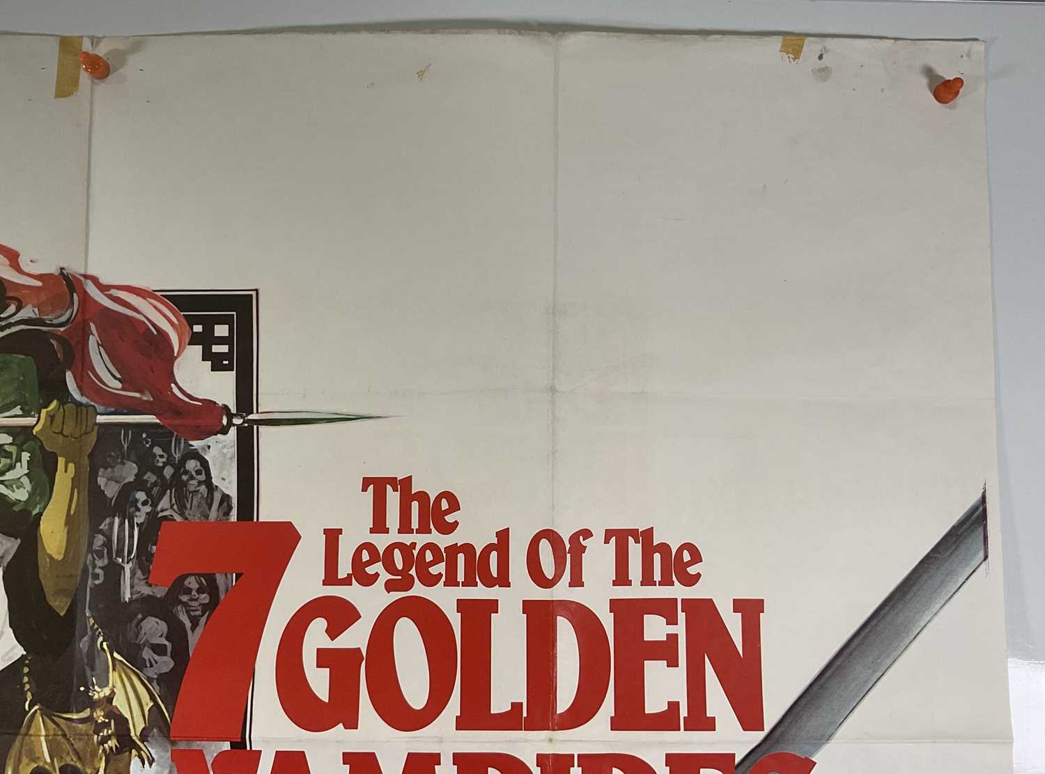 LEGEND OF THE 7 GOLDEN VAMPIRES (1974) UK Quad film poster, Hammer Horror starring Peter Cushing, - Image 5 of 6