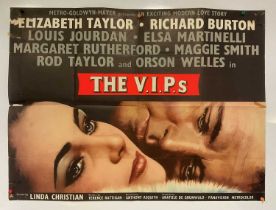 THE V.I.P.s (1963) UK Quad film poster, Elizabeth Taylor and Richard Burton, folded