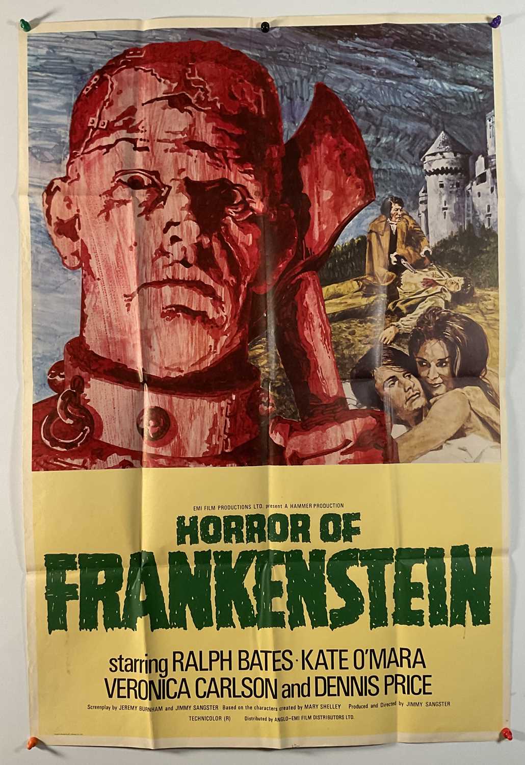 HORROR OF FRANKENSTEIN (1970) - A UK one sheet movie poster for the Hammer Horror film monster art