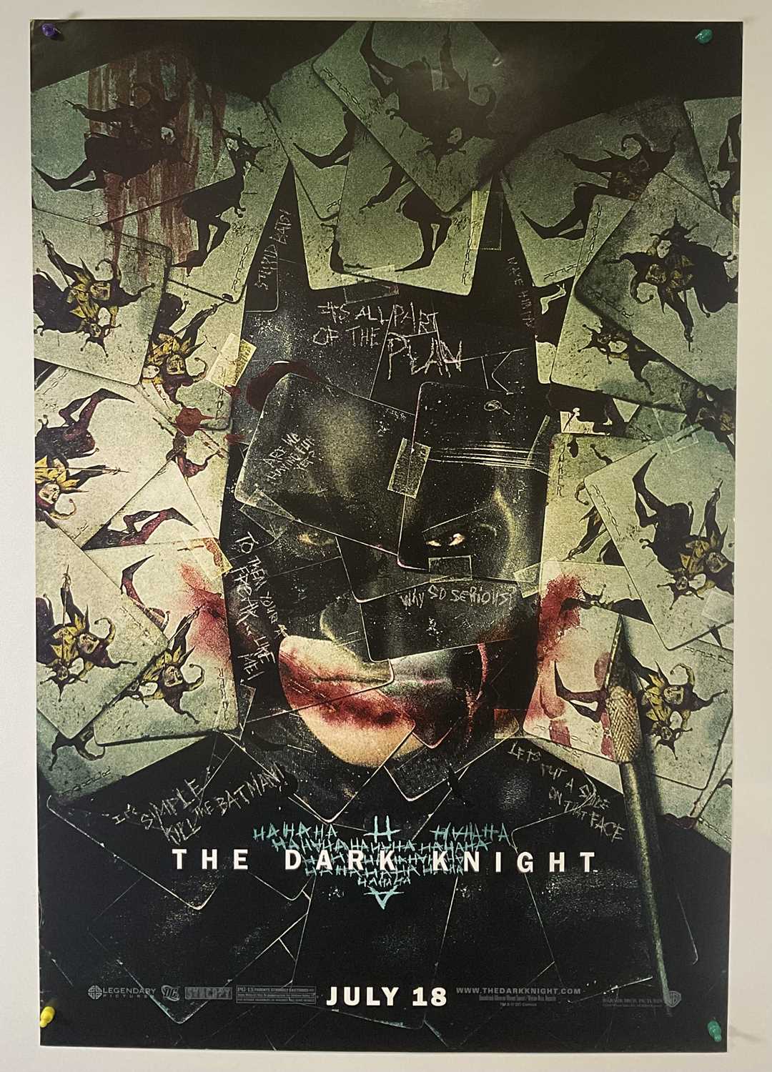 THE DARK KNIGHT (2008) Us one sheet, wildings style where image is made up of joker playing cards,